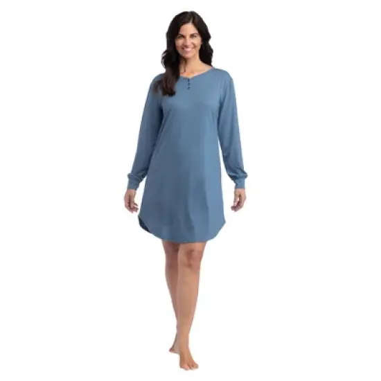 Softies Women's 36" Long Sleeve Henley Sleep Shirt image {6}