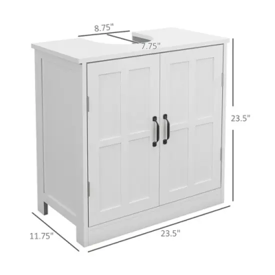 Gulches White Bathroom Sink Cabinet, U-Shaped Design, 23.5" W x 11.75" D x 23.5" H image {2}