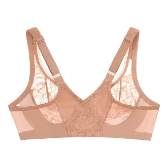 Glamorise Womens Lacey T-Back Front-Closure WonderWire Underwire  Bra 9246 Cappuccino image {4}