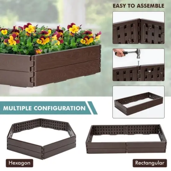 Costway Raised Garden Bed Set for Vegetable Flower Gardening Planter Brown image {8}