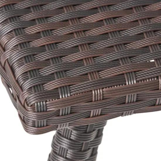 GDFStudio Hilary Outdoor Wicker Side Table with Curved Leg image {5}