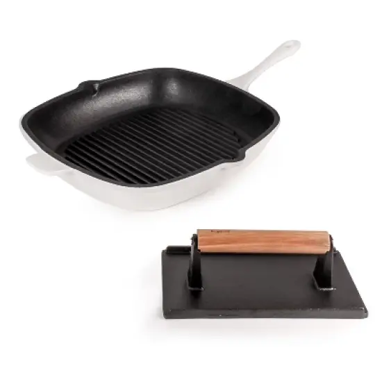 BergHOFF Neo 2Pc Cast Iron Grill Set, Grill Pan & Bacon/Steak Press image {15}