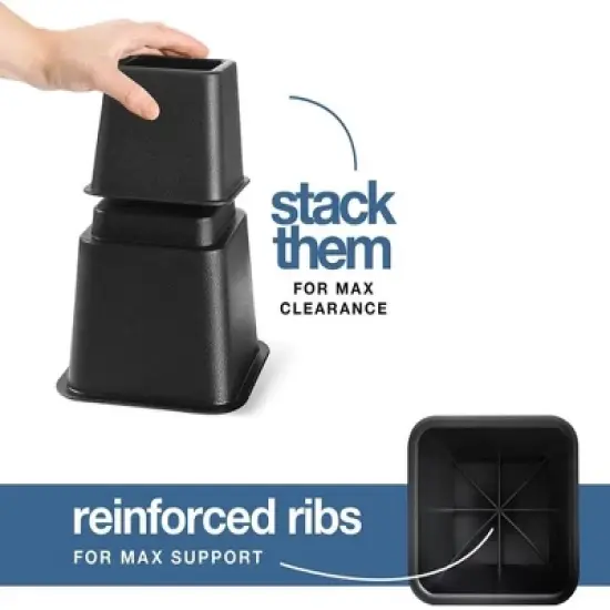 Adjustable Bed Risers - Heavy Duty Furniture Riser Set of 4 in Heights of 8, 5, or 3 Inches for Table risers, Bed Frame Risers in Black &ndash; Homeitusa image {6}