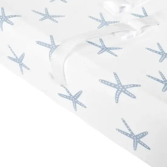 Lush D&eacute;cor Seaside Starfish Organic Cotton Changing Pad Cover - Blue 2pk image {1}