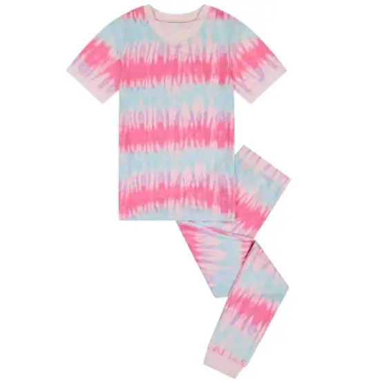 Sleep On It Girls Tie-Dye Sailor Stripe Snug Fit 2-Piece Pajama Sleep Set image {3}