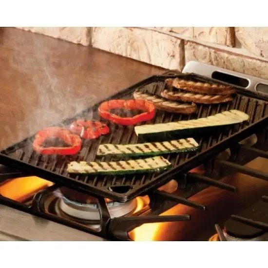 "Attop Double-Sided Cast Iron Grill - 9.5&times;16.75 Inch Pre-Seasoned Non-Stick Surface, Suitable for Multiple Scenarios " image {2}