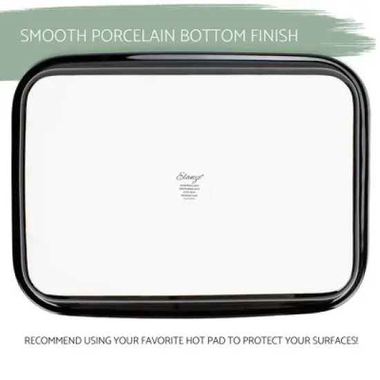 Elanze Designs Large 9x13 inch Stoneware Porcelain Baking Dish With Stainless Steel Rack, Black image {3}