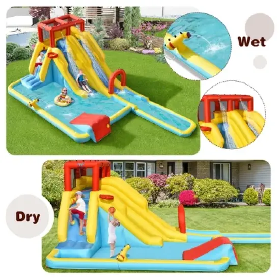 Costway Inflatable Dual Slide Water Park Climbing Bouncer W/ 735W Blower image {7}