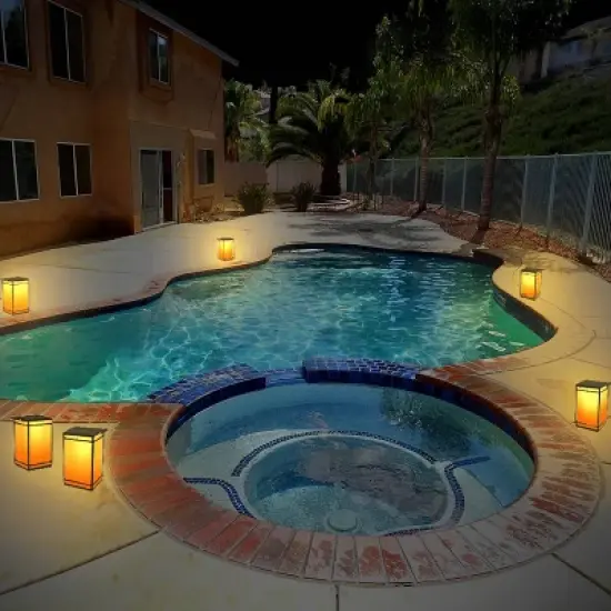 8" LED Solar Portable Outdoor Lantern with Flame - Techko Maid image {8}