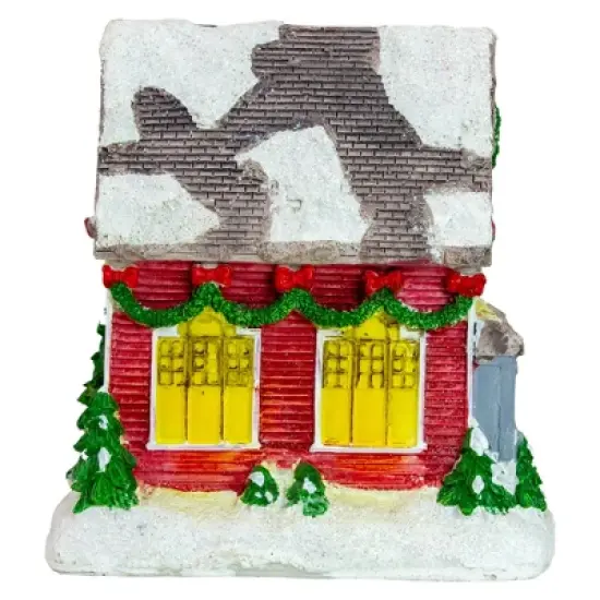 Northlight LED Lighted Snowy House Christmas Village Decoration - 5" - Red image {4}