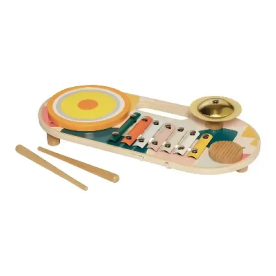 Manhattan Toy Beats to Go Wooden Toddler and Preschool Musical Learning Toy Xylophone, Drum, Cymbal and Washboard image {5}