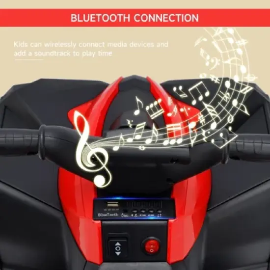 Topteng 12V Kids ATV Electric Ride On Car Toy with LED Light, Music, Red image {7}