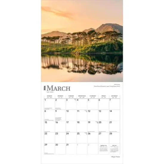 BrownTrout Magic Places 2026 12"x24" Hanging Square Wall Calendar Plastic-Free image {2}