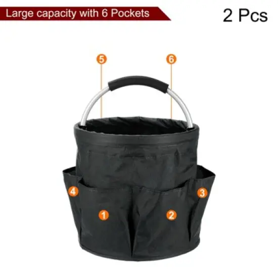 Unique Bargains 600D Oxford Waterproof Garden Tool Organizer Storage Carrier Bags 17L 2 Pcs image {2}