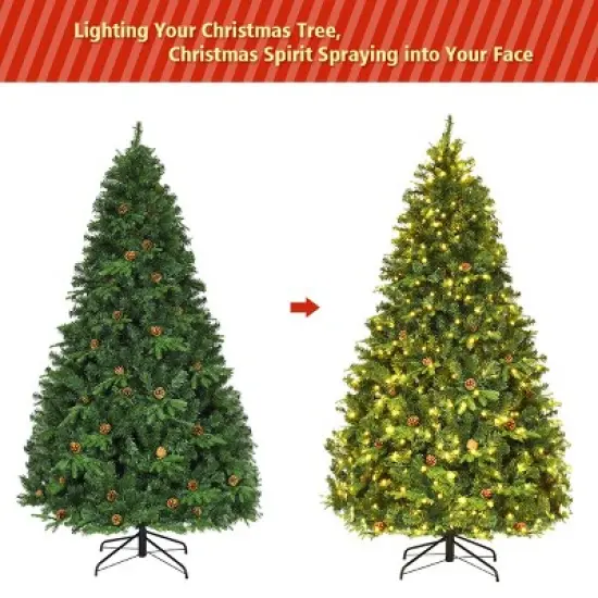 Costway 7Ft/7.5FT/8FT Pre-Lit Christmas Tree Hinged 460/540/600 Lights image {5}