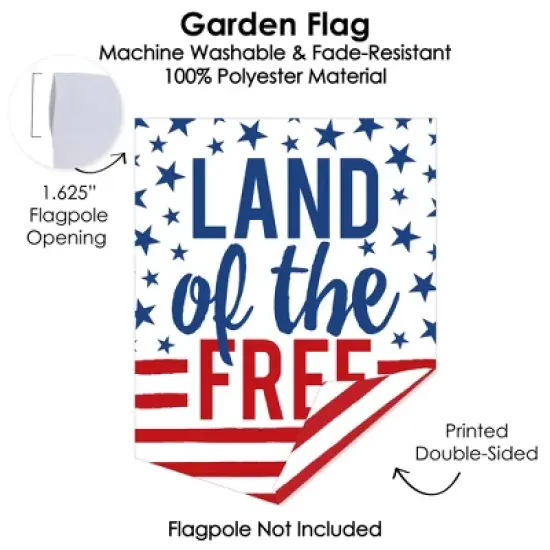 Big Dot of Happiness Stars and Stripes - Outdoor Home Decorations - Double-Sided Patriotic Party Garden Flag - 12 x 15.25 inches image {2}