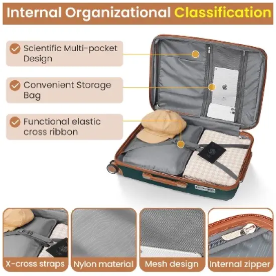 Dexmalle Expandable Lightweight Suitcase with 4 Double 360 Degrees Mute Spinner Wheels image {3}