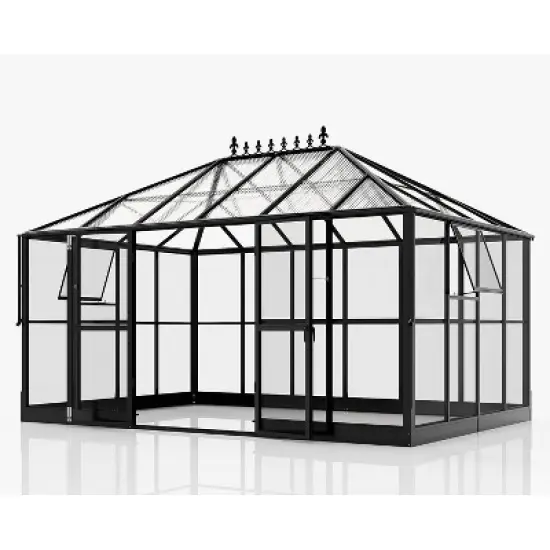 AMERLIFE Polycarbonate Greenhouse with Vent Windows, Lockable Double Doors image {10}