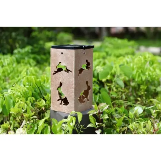 Techko Maid LED Solar 10.8" Portable Rabbit Cut Out Decorative Outdoor Lantern Clear image {5}