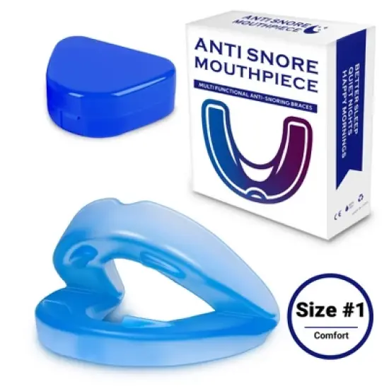 YEVYO Anti-Snoring Mouthpiece - Mouth Guard Device with +2mm Jaw Adjustment, Breathable Anti Snoring Solution for Men & Women - Includes Case - Blue image {7}