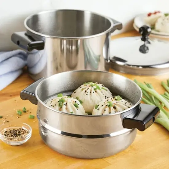 Farberware Classic Series 3qt Stainless Steel Stack 'n' Steam Sauce Pot with Steamer Set Silver image {4}