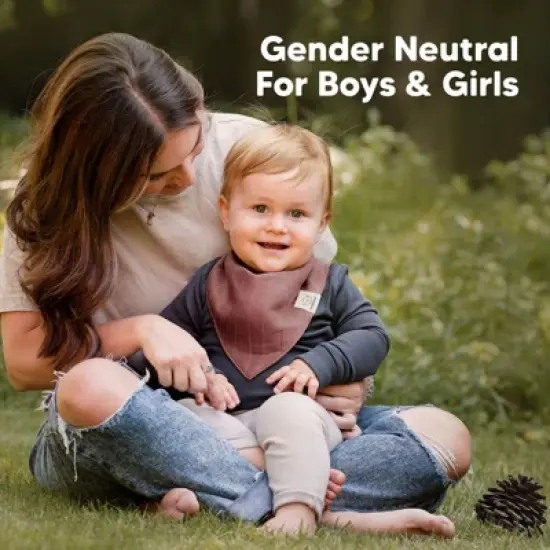 8pk Lumi Muslin Baby Bibs, Bandana Bibs for Baby Boy, Baby Girl, Muslin Drool Bib for Newborn, Toddler (Spice) image {5}