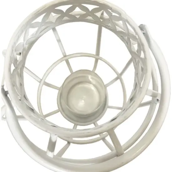 Essential Decor & Beyond 12.6" White Tabletop Metal Lantern Candle Holder With Handle image {3}