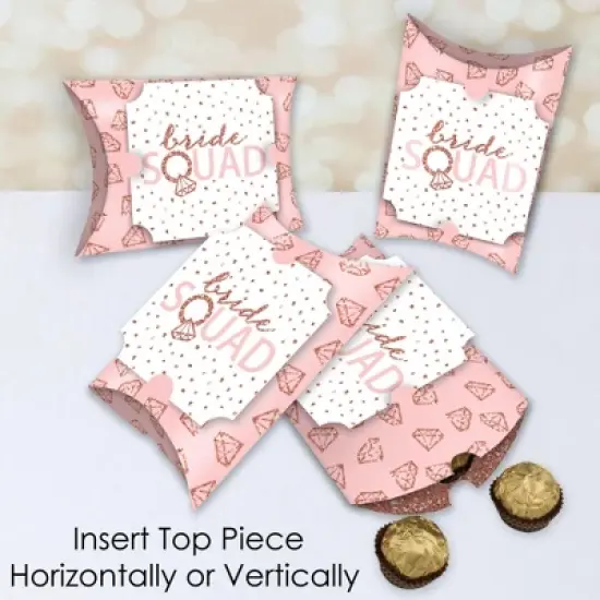 Big Dot of Happiness Bride Squad - Favor Gift Boxes - Rose Gold Bridal Shower or Bachelorette Party Large Pillow Boxes - Set of 12 image {2}
