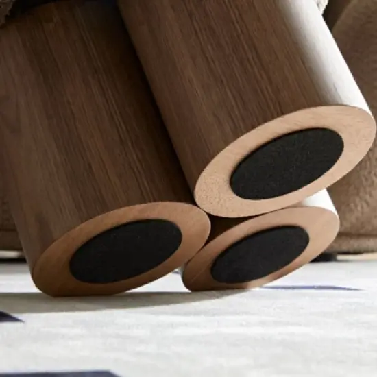 Maliang Ottomans, Mushroom Stool, Lamb Wool Seat, Barrel Pvc Pipe With Walnut Veneer image {3}