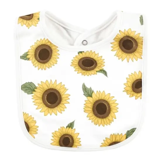 Hudson Baby Infant Girls Cotton Bibs, Sunflower, One Size image {6}