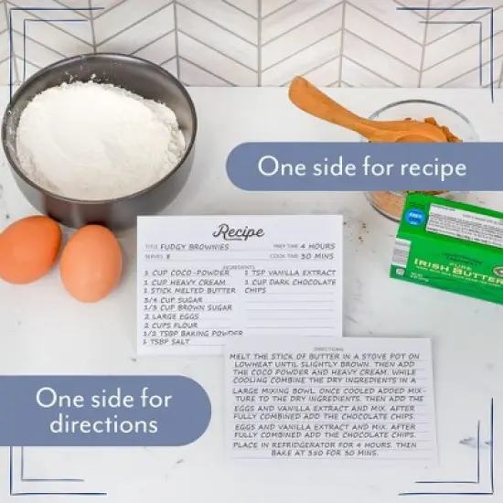 AuldHome Farmhouse Recipe Card Set; 100 Cards w/ 18 Dividers, Fits 4x6 Recipe Boxes, Double-Sided Modern Farmhouse Style image {5}