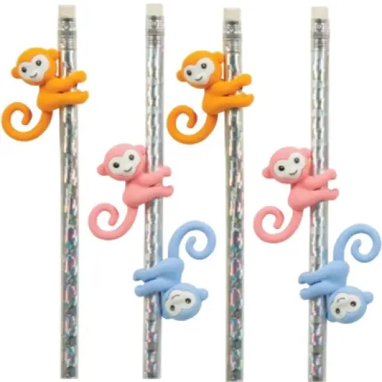 Swingy Monkey Pencil Topper Erasers (12 Pack) - Fun Functional (Approx. 1.5") image {2}