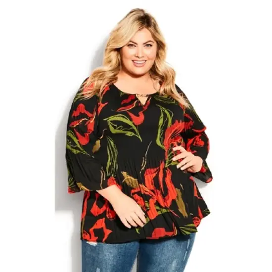 Women's Plus Size Pull-On Pleater Trim Top - mono | AVENUE image {3}
