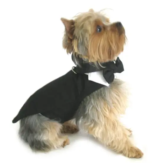 Doggie Design Black Dog Harness Wedding Tuxedo w/Tails, Bow Tie, and Cotton Collar image {3}