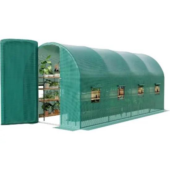 15x6.5x6.5ft Walk-in Greenhouse Tunnel Galvanized Steel Tunnel Greenhouse with Doors and Window,Garden Hot House for Home Gardening image {7}