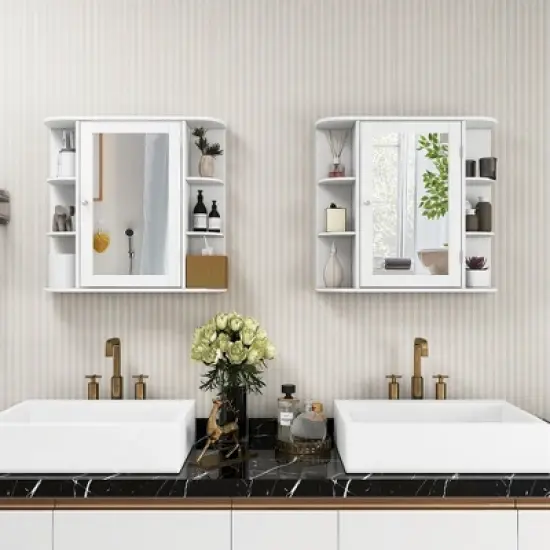 Costway Multipurpose Wall Surface Bathroom Storage Medicine Cabinet Mirror image {8}