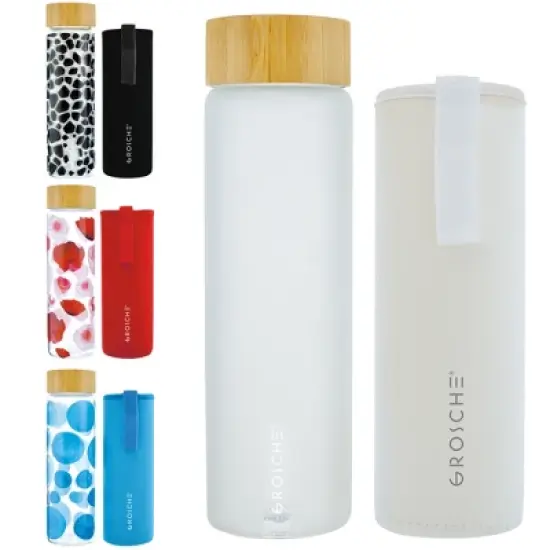 GROSCHE VENICE Eco-Friendly Glass Water Bottle with Bamboo Lid & Protective Sleeve  image {7}