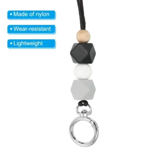 Unique Bargains Wear-resistant Lightweight ID Card Silicone Beaded Lanyards with Buckle Clip image {3}