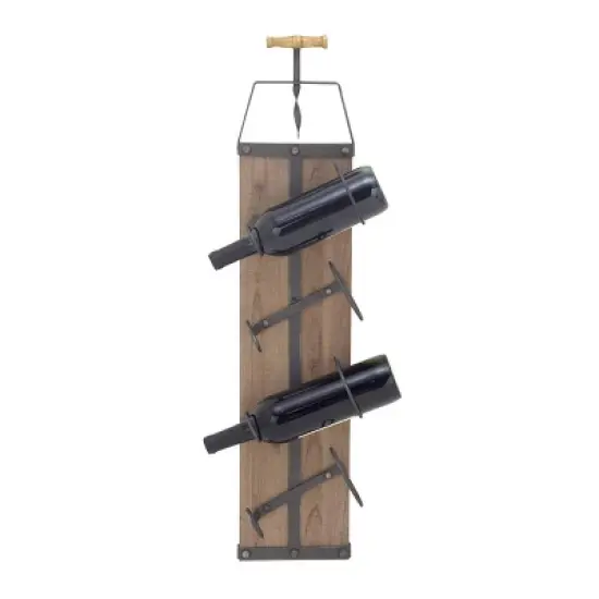Industrial Wood Wall Wine Rack Brown - Olivia & May image {5}