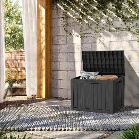 BI&SEA 45 Gallon lockable storage box, waterproof and UV resistant for outdoor mat storage, garden tools and swimming pool accessories storage image {2}
