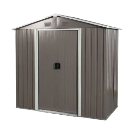 DSVIMOY Storage Shed, Outdoor Metal Storage Shed with Metal foundation for Backyard, Lawn, Patio (No Floor), Grey, 88.98*46.85*74.8 image {3}