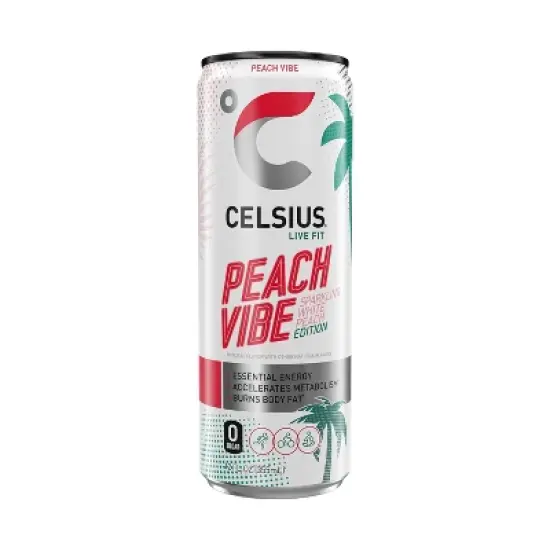 CELSIUS Sparkling Peach Vibe Functional Energy Drink - 12 fl oz Single Can image {5}