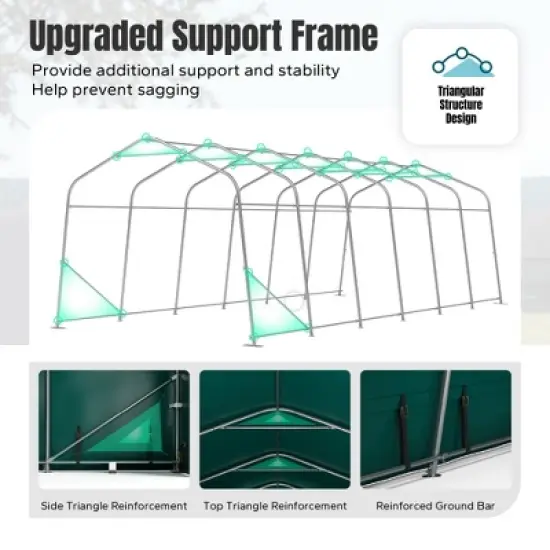 Captiva Designs 11 ft. x 24 ft. x 8.4 ft. Heavy-Duty Portable Garage & Agricultural Shed with Galvanized Frame, Removable Doors and Walls image {4}