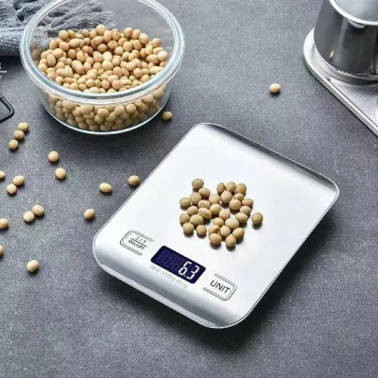 Digital Food Scale &ndash; 11 LB Capacity, Tare Function, Stainless Steel, LCD Display, 2 AAA Batteries Included, Ideal for Cooking, Baking, and Kitchen Use image {5}