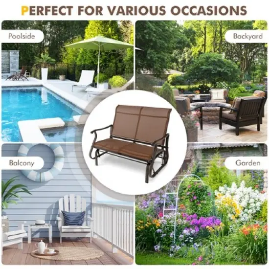 Tangkula 2-Person Outdoor Glider Chair Patio Rocking Lounge Chair w/ Breathable Fabric image {5}