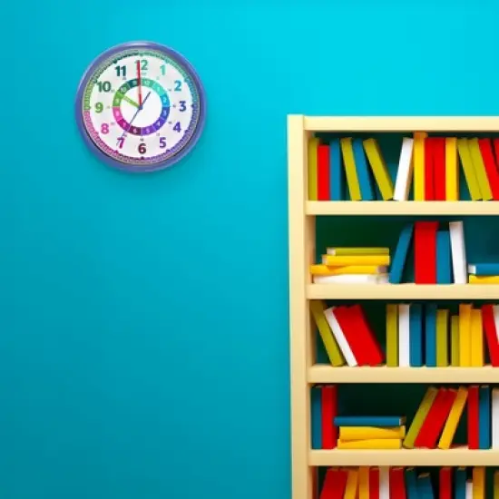 Advantus&reg; Timekeeper Wall Clock with Learning Features, Silent Sweep Dial, Glass, 10 in., Multi-Color image {4}