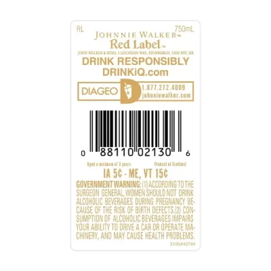 Johnnie Walker Red Label Scotch Whiskey - 750ml Bottle image {5}