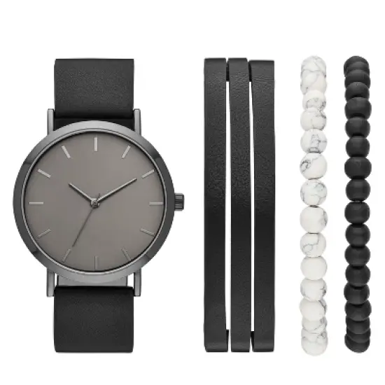 Men's Strap Watch Set - Goodfellow & Co&trade; Black image {1}