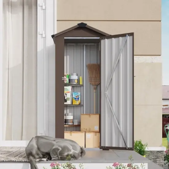 2.5x1.4FT Outdoor Metal Backyard Storage Shed with Waterproof Galvanized Iron,Compact Garden Tool Shed,Lockable Metal Storage Cabinet-Coolbibila image {7}