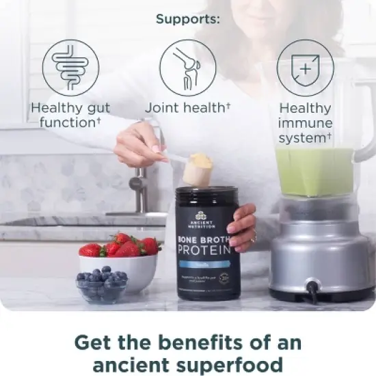 Ancient Nutrition Bone Broth Protein Powder - Vanilla - 17.4oz/20 Servings image {3}
